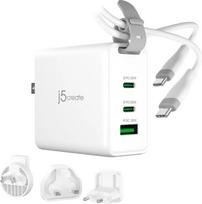 J5 create - 65W GaN USB-C 3-Port Travel Charger w/ Interchangeable Plugs