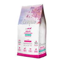Evoque Adult Medium/Large sausas pašaras su tunu ir balta žuvimi suaugusiems šunims, 12 kg