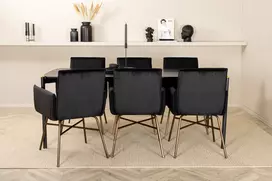 Pelle Dining Table , Black black Black+Petra Chair , Distressed Copper Black Velvet_6