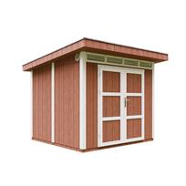 Premium kokybės sodo namelis Timbela M903A, 237 x 279 x 294 cm, su dažų rinkiniu Redwood Red