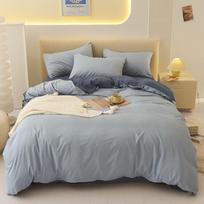 Vienos spalvos šlifuotas 4 dalių antklodės užvalkalų komplektas - Ins stilius, skalbtas užvalkalas bendrabučiams, rudeniui/žiemai Duvet Cover 150*200cm