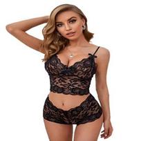 Ladysta Moteriškas apatinių komplektas - Liemenėlė ir kelnaitės naktiniai drabužiai Free Size (S/M/L raudona