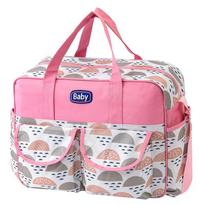Five-Piece Multifunctional Mommy Bag Set: Large Capacity, Portable Crossbody & Single Shoulder Mother and Baby Bag gray