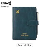 Cross-Border RFID Passport Bag: Versatile Travel Document Holder with Airplane Design povo mėlyna spalva
