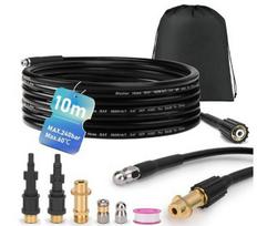 9 dalių aukšto slėgio kanalizacijos atkimšimo rinkinys su žiurkės galvos valikliu 5m Hose + 9-Piece Kit