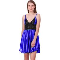 Ladysta Moteriški vienspalviai satininiai babydoll naktiniai drabužiai, universalus dydis (SML) Freesize (S  M L) mėlyna