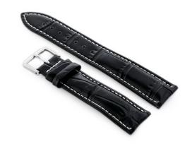 Odinis laikrodžių dirželis W102L juodas/baltas 20mm