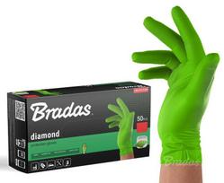 Vienkartinės darbo pirštinės Bradas DIAMOND, juodos, XL dydis, 9-10, 50 vnt.