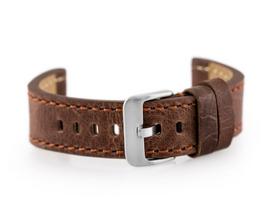 Premium laikrodžio odinis dirželis W48 - tamsiai rudas, 24mm