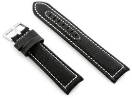 W34 odinis laikrodžio dirželis - PREMIUM - juodas/baltas - 22mm