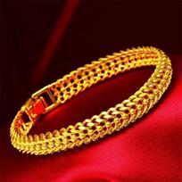 Men's Ultra Bold Bracelet 24K Gold AU999 - Ultra Bold Design Shows Charisma, 24K/AU999 Pure Gold, Steady Aura for Men 20.5-21.5cm auksas