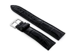 Juodas odinis laikrodžio dirželis W102L - 24mm