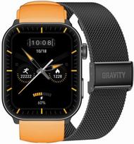 Išmanusis laikrodis Gravity Gt28-2 su oranžine apyranke ir juoda metaline