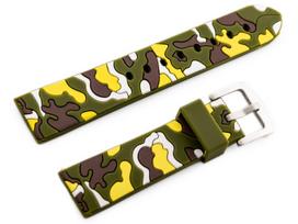 Rubber Watch Strap U13 24mm - alyvuogių/gelsvai-moro