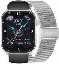 Išmanusis laikrodis Gravity Gt28-9 su juodu dirželiu ir sidabro apyranke