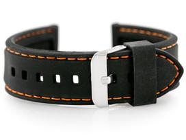 U20 guminis laikrodžio dirželis - juodas/oranžinis 22mm