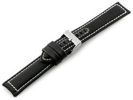 W34 odinis laikrodžio dirželis - PREMIUM - juodas/baltas - 24mm