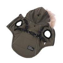 Pet Cat Dog Down Jacket Chest Strap Integrated Autumn and Winter Hooded Sleeveless Jacket Windproof Waterproof Dirt-resistant S žalia