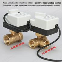 AC220V Rankinis/Automatinis Elektrinis Rutulinis Vožtuvas, Dvikryptis/Trikryptis, Trijų laidų valdymas, Vidinis sriegis Switch Controller (sold separately)