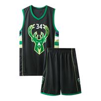 „Bucks“ užrašais-brolis NR.34 Marškinėliai Krepšinio uniforma Marškinėliai Šortai Dviejų dalių Suaugusiesiems XL juoda