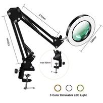 LED Magnifier Desk Lamp 8X/10X Magnification with 72LED 3-Color Light - USB Powered for Soldering Repair and Skincare Beauty