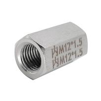 Nerūdijančio plieno 304 metrinis prailginimo jungiklis: Moteriškas M12X1.5 sriegis į moterišką M12X1.5