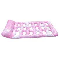 Inflatable Floating Bed with Headrest Floating Lounger Air Mattress Portable Swimming Pool Air Mattress for Swimming Pool Party rožinė