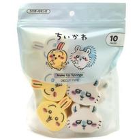 SHOBIDO - Chiikawa Diecut Type Makeup Sponge - Usagi & Momonga (Set of 10) As Shown in Figure