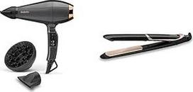 "BaByliss Italian Air Pro 2200", pilkos spalvos, kintamosios srovės variklis, 2200 W galia, jonų technologija, 6719DE ir "Super Smooth 235" tiesintuvai su jonų technologija 140 °C - 235 °C ST393E