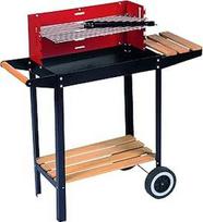 "BBQ Collection" medžio anglių kepsninė - medžio anglių kepsninė su ratukais - reguliuojamos kepimo grotelės ir apsauga nuo vėjo - kepsninė su šoniniu staliuku - juoda
