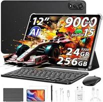 "Blackview Mega 2" 12 colių planšetinis kompiuteris su "Android" 15 planšetinių kompiuterių, 24GB RAM + 256GB ROM, 120Hz 2.4K FHD+ žaidimų planšetinis kompiuteris su klaviatūra, pelės rašikliu, ausinėmis, 4G LTE + 5G WiFi, 16MP + 8MP, 9000mAh, PC režimas,