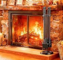 "FireBeauty FireBeauty Fireplace Companion Set" 5 dalių kaustytos geležies ugniakurų pokerio laikiklis 78,7 cm H (juodas)