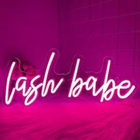 "Lash Babe" neoninis ženklas sienoms dekoruoti, gražios rožinės blakstienos, kūdikių neoninis ženklas blakstienų kambariui, LED šviesos ženklas blakstienų studijai, grožio kambariui, nagams, plaukų barui, dovana mergaitėms