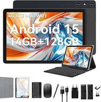 2025 Naujausia "Android" 14 planšetinių kompiuterių 10 colių, 4G LTE planšetiniai kompiuteriai su 2 SIM 1 SD lizdu, 5G WiFi planšetiniai kompiuteriai su 14GB + 128GB (1TBTF), "3-in-1" planšetinis kompiuteris su klaviatūra pelė Octa-Core, 1080FHD, 13MP + 8