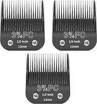 3 šunų kirpimo peiliukų pakuotė 3-3/4FC nuimami - plieniniai peiliukai 1/2 colio (13 mm) - suderinami su "Andis", "Oster A5", "Wahl KM-10" - juodi