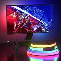 4 pusių 24-27 colių kompiuterio monitoriaus foninis apšvietimas, RGBIC LED šviesos juostos, sinchroniškos su ekrano spalva ir muzika, skirtos žaidimams, filmams ir kt., lengvai naudojamos be fotoaparato, programinės įrangos valdymo