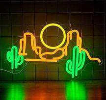 Cactusberg Neon ženklas, Dimmable Saulėlydis Neon ženklas sienos apdaila, LED Vakarų kraštovaizdžio šviesos ženklai miegamasis, baras, vaikų kambarys, vyras, urvas, žaidimų kambarys