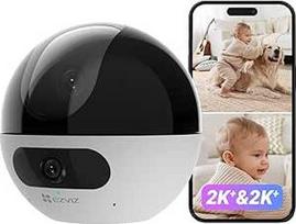 EZVIZ 2K+ "WiFi" kamera su dvigubu objektyvu, patalpų stebėjimo kamera, aptinkanti asmenį, augintinį ir mosuojančią ranką, "Alexa" kamera palaiko patruliavimo režimą, dvipusį garsą ir dviejų juostų "WiFi", C7