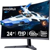 KOORUI 24 colių lenktas žaidimų monitorius 180 Hz, 1 ms, 1920x1080, FHD, 1500R, adaptyvioji sinchronizacija, HDR10, VESA, su DP ir HDMI kabeliais