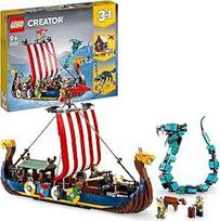 LEGO 31132 Creator 3in1 Wikingerschiff mit Midgardschlange Set, Baue Schiff, Haus, Spielzeug-Wolf mit Tier-Figuren, Konstruktionsspielzeug für Kinder, Geburtstagsgeschenk für Jungen und Mädchen
