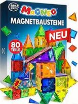 Magnetinės statybinės kaladėlės (80 dalių) - Magnetinės kaladėlės vaikams nuo 3 metų - Edukacinis magnetinis žaislas - Kūrybinis magnetinis žaidimas su stipriais magnetais - Dovanų idėja