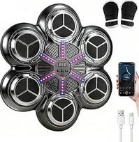 Muzikinis bokso aparatas, elektroninis bokso aparatas su muzika, spalvotomis šviesomis, "Bluetooth", 3 greičio ir treniruočių režimais, skaičiavimo režimu, muzikinis bokso aparatas suaugusiesiems ir vaikams