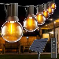 Saulės pasakų žibintai lauke 20 m su 30 + 2 LED lemputėmis, saulės energija maitinamas G40 lauko apšvietimas su nuotolinio valdymo pulteliu, 3 apšvietimo režimai, laikmačio funkcija, IP65 vandeniui atsparus sodas, balkonas, šalis