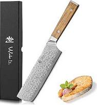 Wakoli Oribu Nakiri peilis 18 cm itin aštri geležtė, pagaminta iš 67 sluoksnių I Damasko virtuvinis peilis ir profesionalus virėjo peilis, pagamintas iš tikro japoniško Damasko plieno su alyvuogių medžio rankena