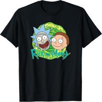 Rick and Morty Faces with Portal & Logo T-Shirt S juoda