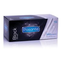 Prezervatyvai Pasante Black Velvet, juodi, XL, 54 mm, 144 vnt.