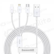Kabelis Baseus Superior USB - microUSB+Lightning+Type-C 3.5A 1.5m (baltas) CAMLTYS-02
