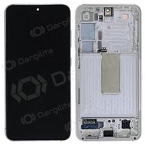 Samsung Galaxy S23 ekranas (kreminė) (su rėmeliu) (originalus)