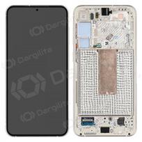 Samsung Galaxy S23+ ekranas (kreminė) (su rėmeliu) (originalus)