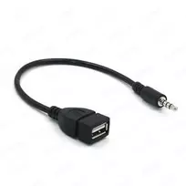 3.5 mm AUX kištukas i USB - Spalva: Juoda - Kabelis: Su kabeliu